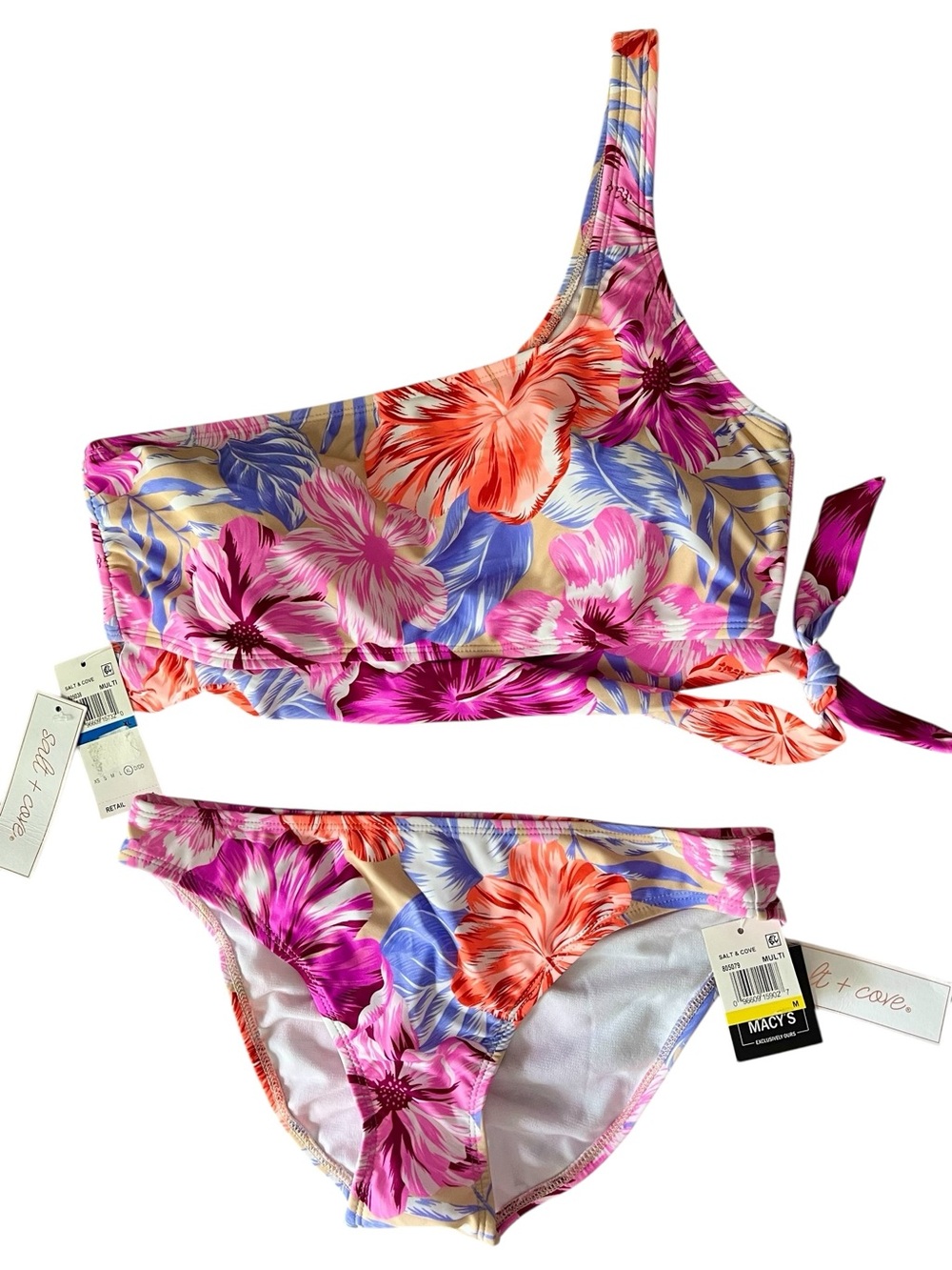 Salt + Cove Hot Hibiscus Side-Tie Bikini Set Top is XL and bottoms are Medium